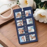 Gift för Pappa | Bästa Pappa någonsin-fotokollage<br><div class="desc">Ge är en vacker personlig till far som han kommer att ta hand om. Nyckelkedja för fotokollage i speciell personlig som visningar dina egna speciella familjefotografier och -minnen. Vår design har en enkel 8-fotostödrasterdesign med "bästa pappa någonsin" designad i det moderna teckensnittet från Faux guld. Varje foto ramas in med...</div>