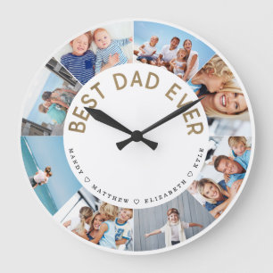 Gift för Pappa Bästa Pappa någonsin-fotokollage Stor Klocka