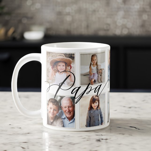 Gift för Pappa | Farbarn Fotokollage Kaffemugg (Gift for Papa | Grandchildren Photo Collage Coffee Mug)