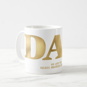 Gift för Pappa med Barn Namn Guld Kaffemugg