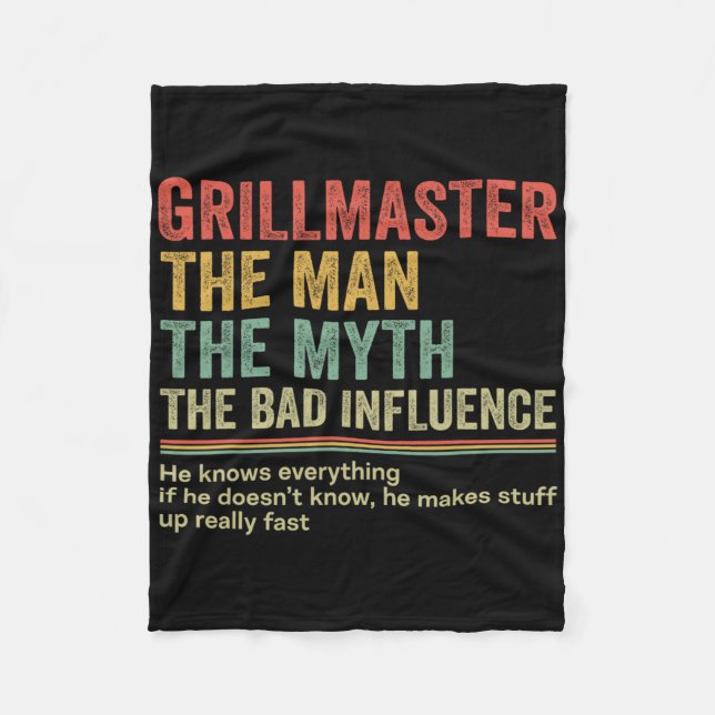 Gift för Pappa-smeknamn för Pappa Tee Grillmaster  Fleecefilt (Framsidan)