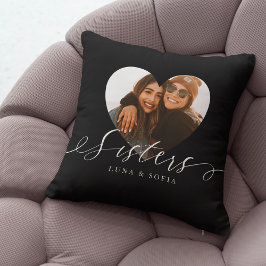 Gift för systrar | Skript för Heart Photo Sisters Kudde