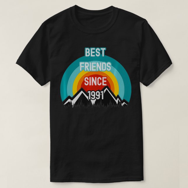 Gift för vänner, bästa vänner sedan 1991 års premi t shirt (Design framsida)