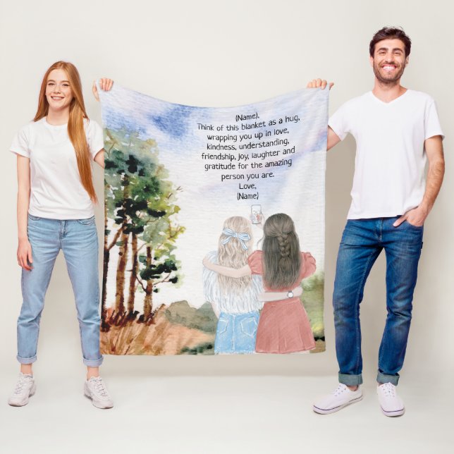 Gift för vattenfärgsliggande syster eller vänner fleecefilt (På plats)