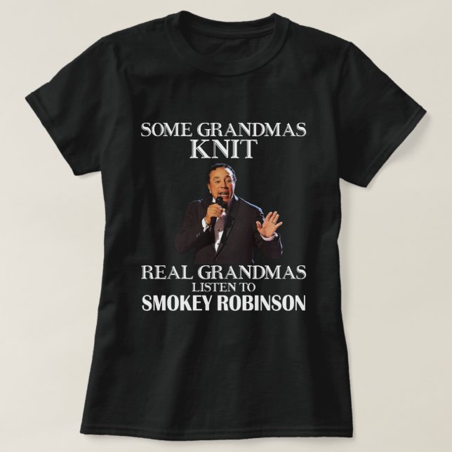 Gift för verkliga mormas lyssna på Smokey Robinson T Shirt (Design framsida)