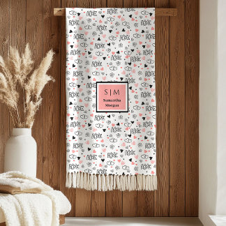 Gift for Wife Personalized Valentine Heart Blanket Fleecefilt