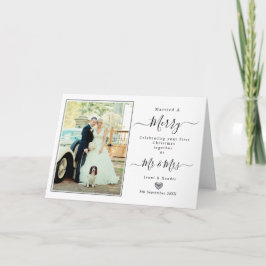 Gift först med mr & Mrs Silver Heart-julkortet Kort