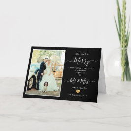 Gift först med mr och mrs Guld Heart-julkortet Kort