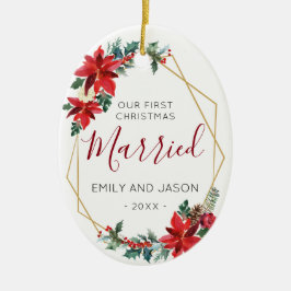 Gift första Chrismas röd julstjärnaelegant Julgransprydnad Keramik