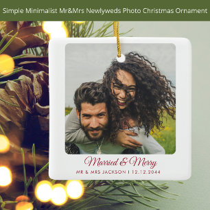 Gift God jul par Newlyweds 2 foton Julgransprydnad Keramik