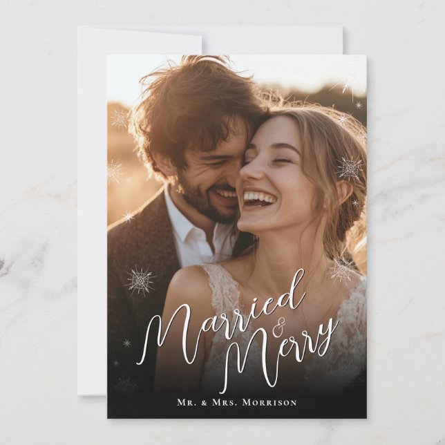 Gift & God jul Weding Photo Julkort (Framsida)