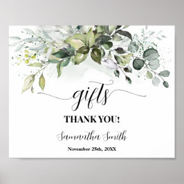 Gift Greenery Eucalyptus Baby Shower-skylt Poster