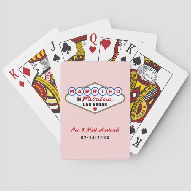 Gift i Fabulous Las Vegas Bröllop Monogram Casinokort (Baksidan)