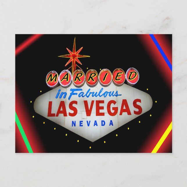 Gift i Fabulous Las Vegas bröllopsinbjudningar Vykort (Framsida)