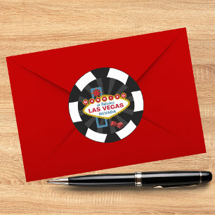 Gift i Fabulous Las Vegas Poker Chip Bröllop Runt Klistermärke