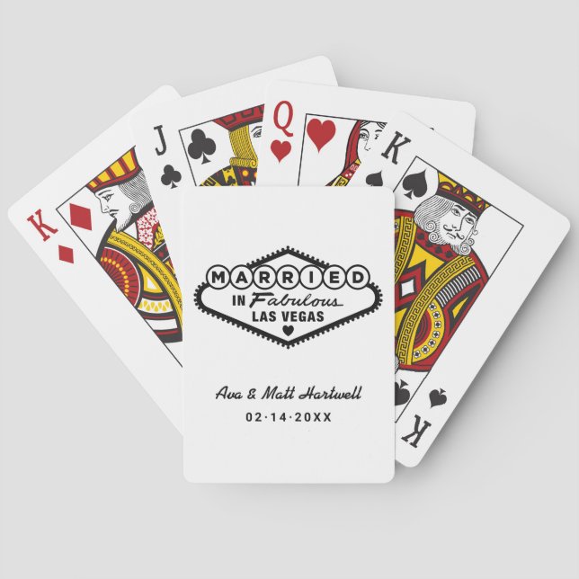 Gift i Fabulous Las Vegas White Bröllop Casinokort (Baksidan)