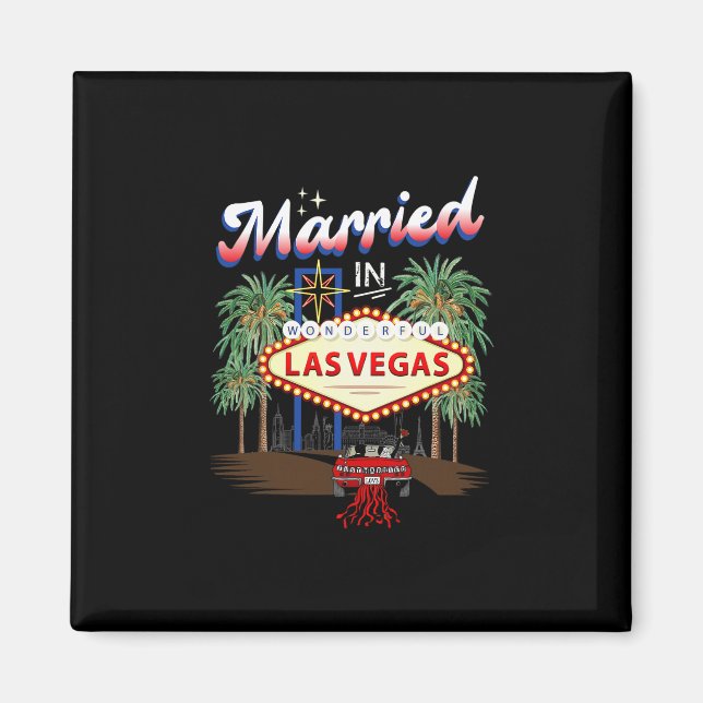 Gift i fantastisk Las Vegas bröllopsfest match Magnet (Framsidan)