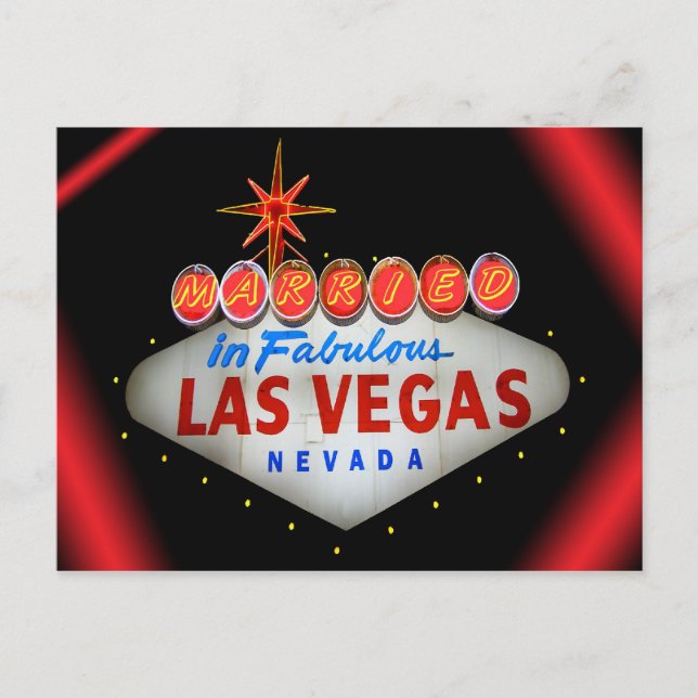 Gift i fantastiskt Las Vegas bröllopsannonsering Meddelande Vykort (Framsida)