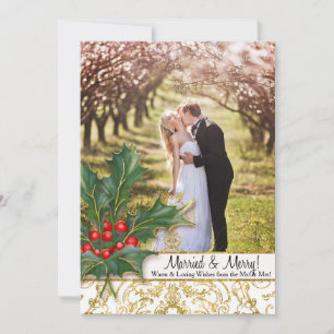 Gift i God jul Guld Glitter Holly Photo Julkort