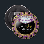 Gift i Las Vegas Stil - Lila Flasköppnare<br><div class="desc">Flaska-öppnare. I en gift i Las Vegas stil-design med ett redo för lila och faux guld-utseende som du kan anpassa dig till. Det finns mer färg. 📌 Om du behöver anpassa ytterligare klickar du på knappen "Klicka för att anpassa ytterligare" eller "Anpassa eller redigera design"och användor verktyg för att ändra...</div>
