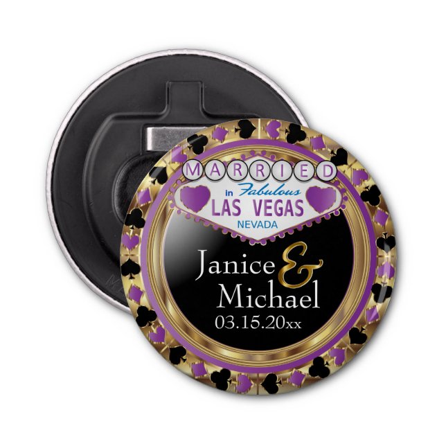 Gift i Las Vegas Stil - Lila Flasköppnare (Framsidan)