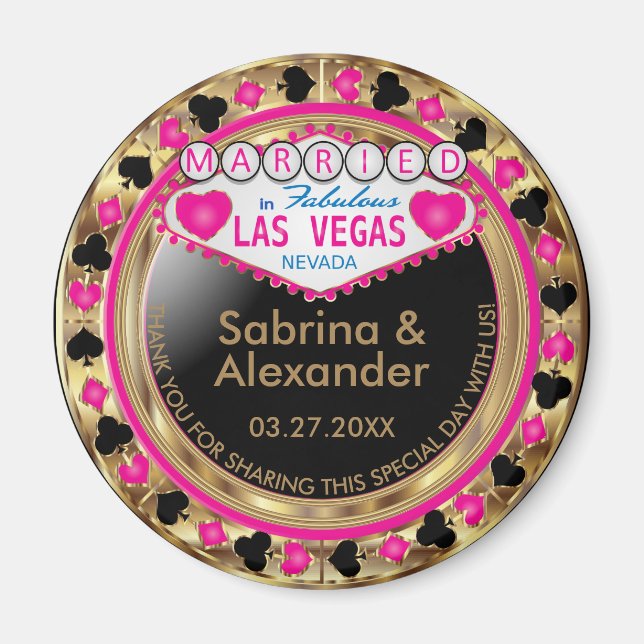 Gift i Las Vegas - Tack - Rosa Magnet (Framsidan)