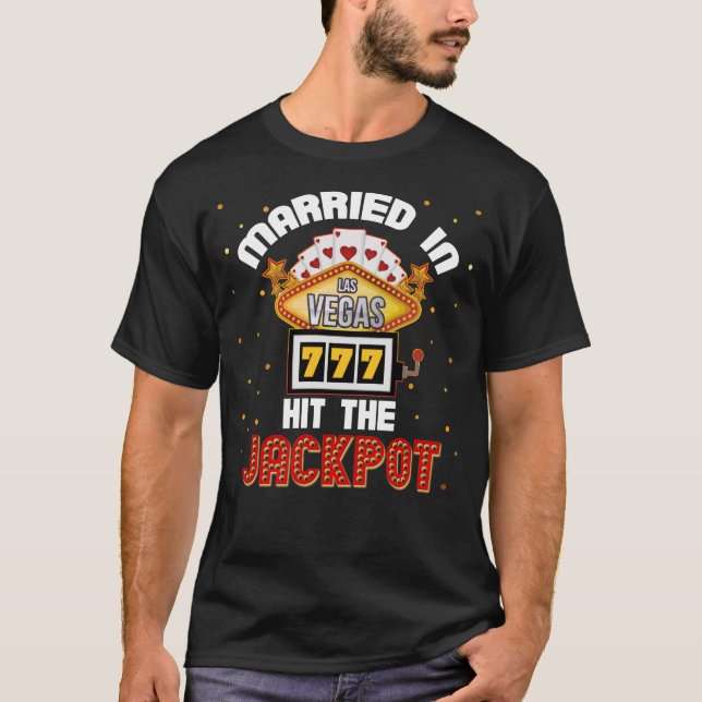 Gift i Vegas Jackpot Casino Bröllop par T Shirt (Framsida)