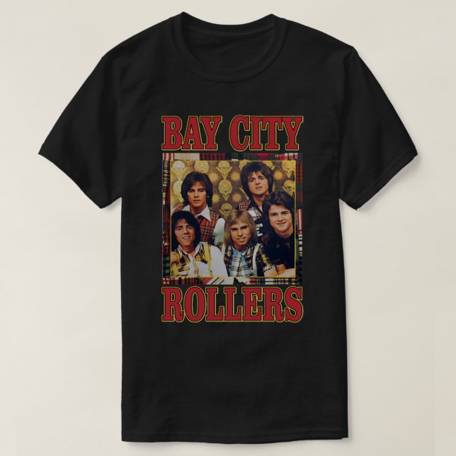 Gift Idea Band Bay City Rollers Music Sten Retro  T Shirt (Design framsida)