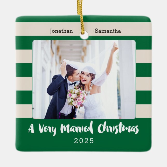 Gift jul för Newlyweds, foto Julgransprydnad Keramik (Framsida)