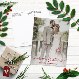Gift jul Newlyweds Photo Helgdag Helg Vykort