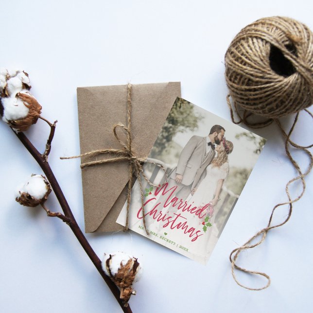 Gift jul Newlyweds Photo Helgdag Julkort (Skapare uppladdad)