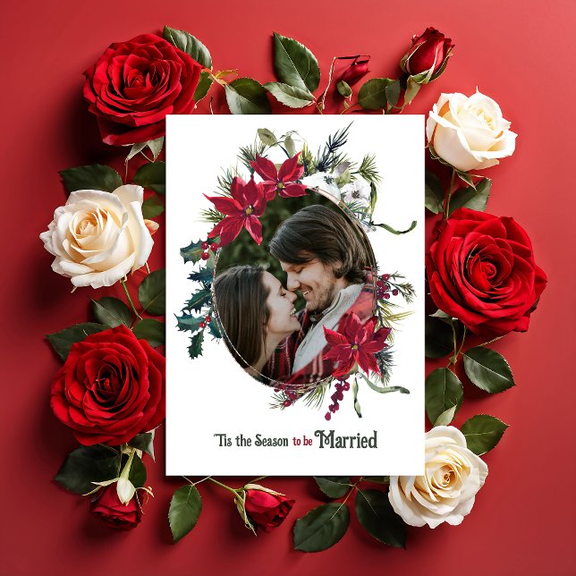 Gift jul Poinsettia Photo Bröllop Inbjudningar (Skapare uppladdad)
