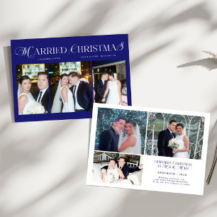 Gift julfoto Newlyged Par Bröllop Julkort