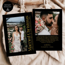 Gift julfoto Newlyweds Black & Guld