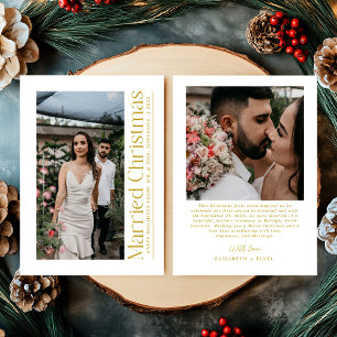 Gift julfoto Newlyweds White & Guld Julkort
