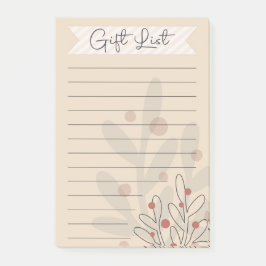 Gift list, seasonal xmas mistletoe post-it block