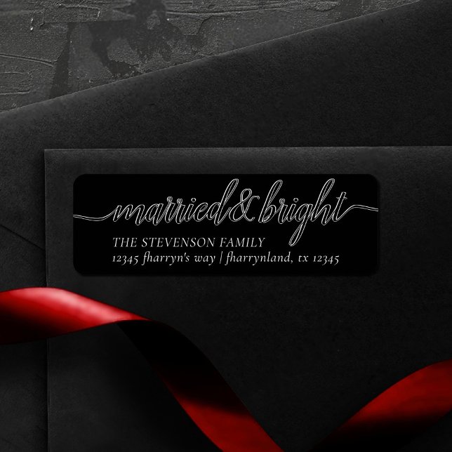 Gift ljus | Modern Black Script Adress Returadress Etikett (Skapare uppladdad)