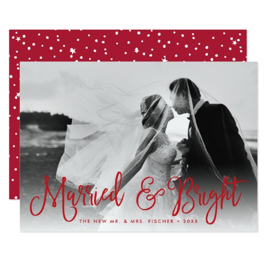 Gift & ljust kort för nygift personhelgdagfoto 12,7 x 17,8 cm inbjudningskort