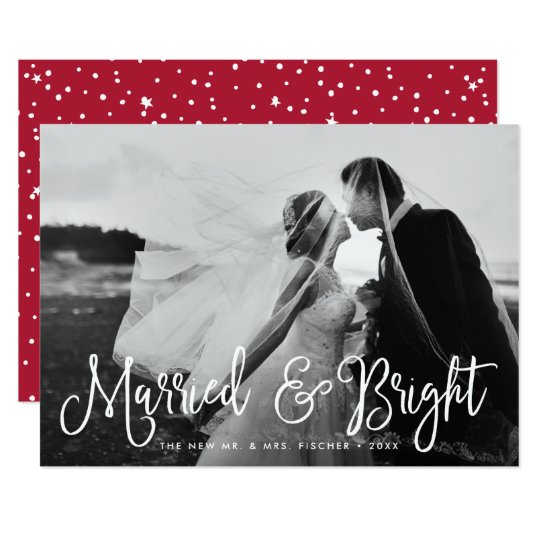 Gift & ljust kort för nygift personhelgdagfoto 12,7 x 17,8 cm inbjudningskort
