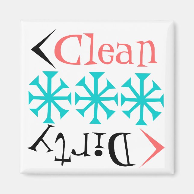 Gift Magnet Retro Tumblers Clean Dirty Dish-tvättm (Framsidan)