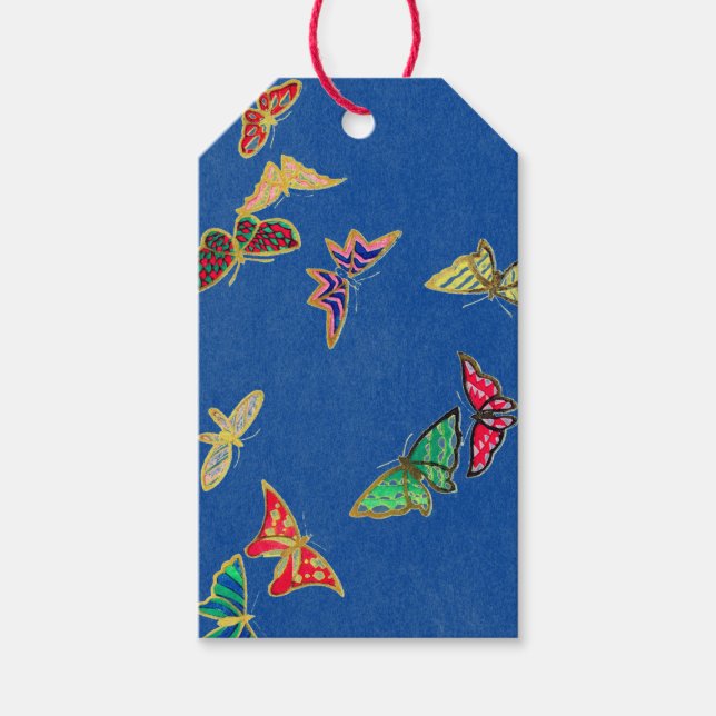 GIFT MÄRKRE ANY TILLFÄLLE BUTTERFLIES ON BLUE PRESENTETIKETT (Framsidan)