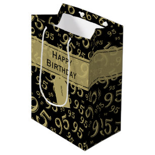 Gift Märkre Birthday 95 Number Mönster Black/Guld