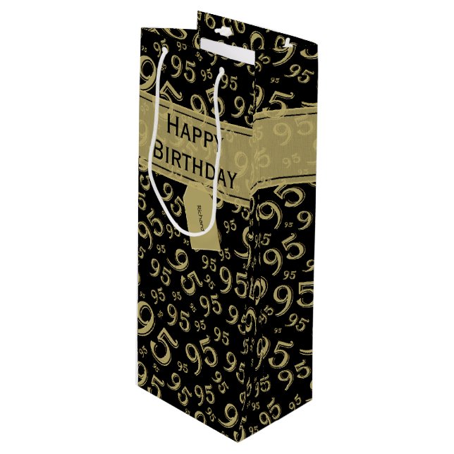 Gift Märkre Birthday 95 Number Mönster Black/Guld (Framsidan Vinklad)