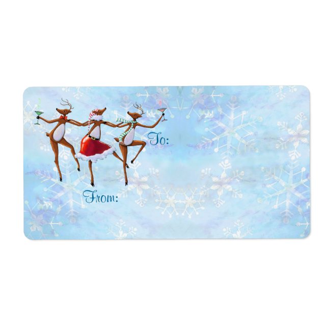 GIFT MÄRKRE DANCING REINDEER by SHARON SHARPE Fraktsedel (Framsidan)