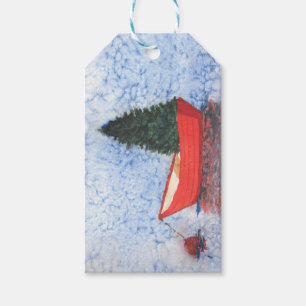Gift Märkre Dory med Julgran i hamnen Presentetikett