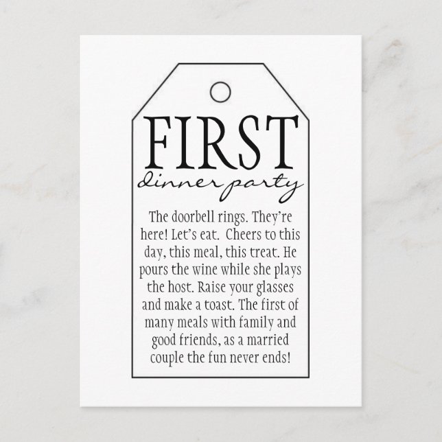 Gift Märkre för Vin Flaska - första middagen Party Vykort (Framsida)