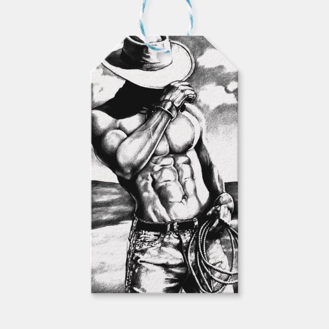 Gift Märkre Kit För manar Cowboy BodyBuilder Fine  Presentetikett (Framsidan)