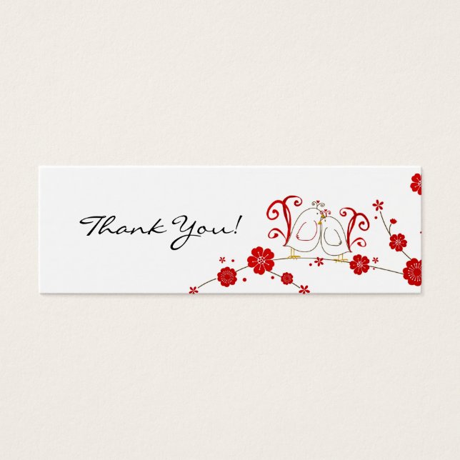 Gift-Märkre, lovfåglar, Tack Litet Visitkort (Framsidan)