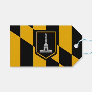 Gift Märkre med Flagga av Baltimore City, USA Presentetikett