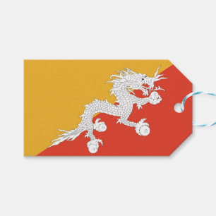 Gift-Märkre med Flagga av Bhutan Presentetikett
